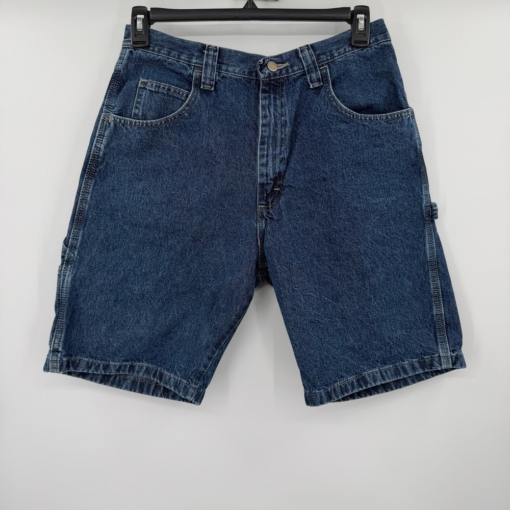 Vintage Y2K Wrangler Authentic Issue Mens Carpenter Denim Shorts Blue 64WC2ZD 32